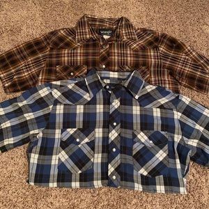 2 Wrangler pearl snap short sleeves